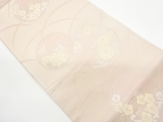 JAPANESE KIMONO / VINTAGE FUKURO OBI / WOVEN KIKU & PEONY